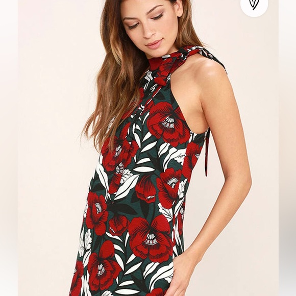 Lulu’s Wild Orchid Red Floral Print Dress - Picture 3 of 11